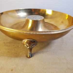 Vintage glänzende Messing 3 Fuß Schüssel mit eingesetzten Figuren tolle Patina 7" - Bild 1 von 19