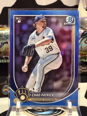 2025 Bowman Chrome Chad Patrick RC Blue Refractor Rookie #/150 Brewers TZ - Image 1 of 2