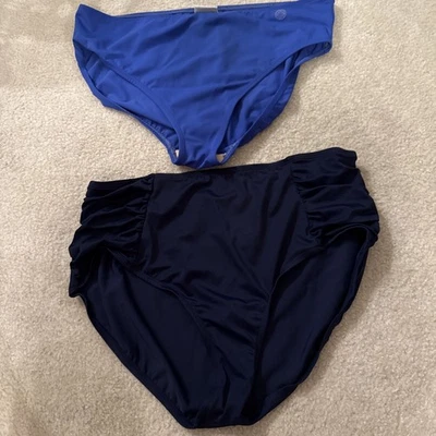 Lote De 2 TALLA 16W Traje De Baño Parte Inferior Hipster Azul Marino Oscuro Sólido Jaclyn Smith Kim Foto 1 de 4