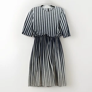 Vintage 80s MCS NY Dress 10P Pleated Elbow Sleeve USA Secretary Academia Career - Picture 1 of 8