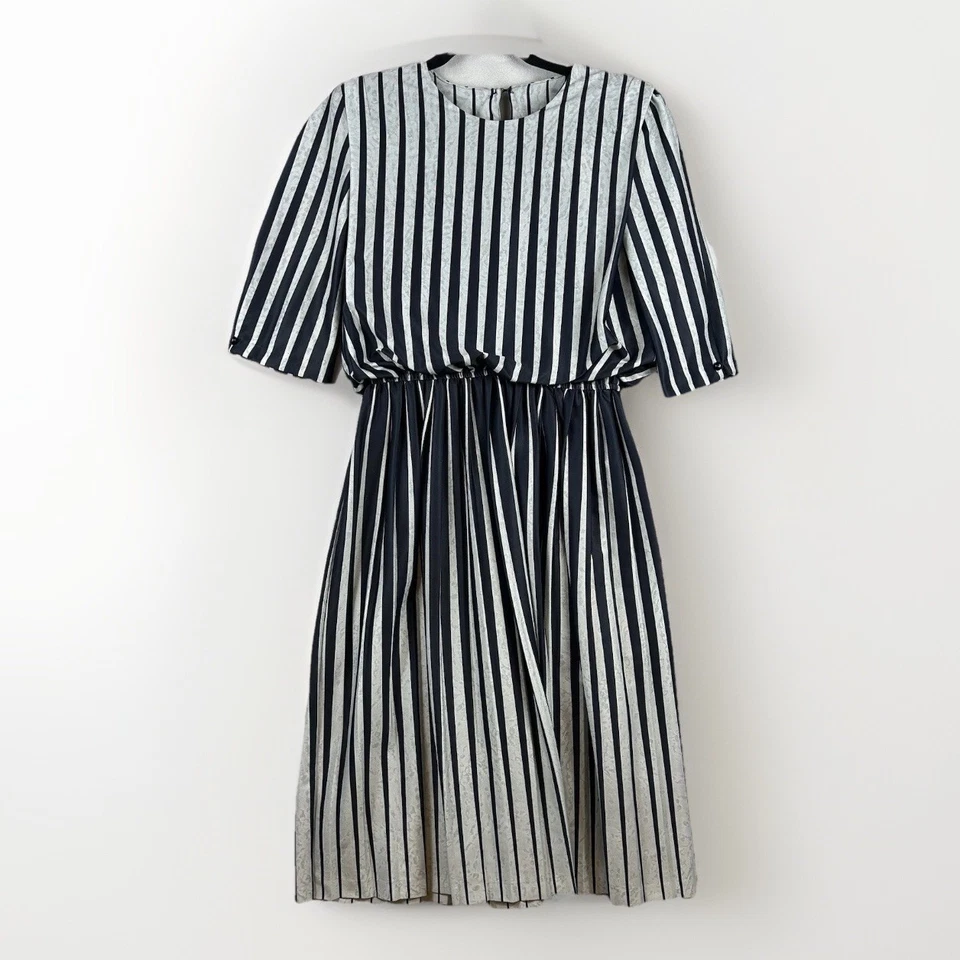 Vintage 80s MCS NY Dress 10P Pleated Elbow Sleeve USA Secretary Academia Career - Image 1 of 4