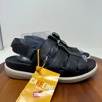 New Fitflop Fisherman Sandals Womens Size 10 Black Sling Comber Leather Comfort - Image 1 of 4