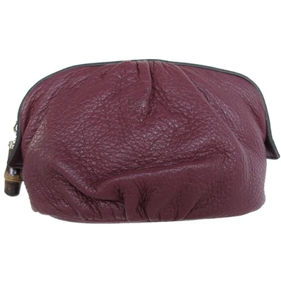 Подлинный GUCCI бамбука мешок темно фиолетовый кожаный s0523a - Изображение 1 из 4