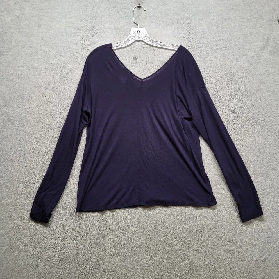 Camiseta Vince Feminina M Azul Marinho Seda Viscose Transparente Decote V Pulôver - Imagem 1 de 4