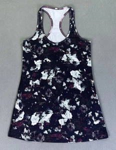 Lululemon Tank Top Womens 6 Blue Cool Racerback Static Blossom Lounge Yoga Luon - Picture 1 of 5