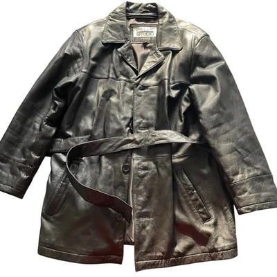 Gabardina corta de cuero negra vintage de los 90 para hombre S gótica grunge emo Foto 1 de 4