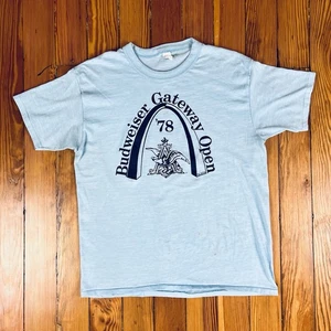 Vintage 1978 Single Stitch Sheer Budweiser Busch Beer St. Louis Arch T-Shirt M/L - Bild 1 von 5