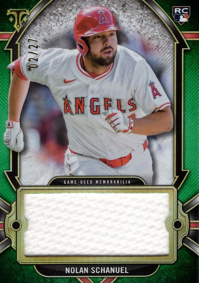 2024 Triple Threads Single Jumbo Relics Emerald #SJRNSCH Nolan Schanuel /27 BB - Image 1 of 2