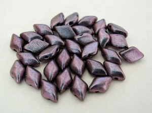 40 8 x 5 mm Czech Glass Gemduo Beads: Polychrome - Orchid Aqua - Picture 1 of 1
