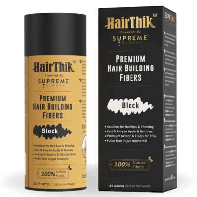 HairThik Hair Building Fibers, 25g, Instant Fuller Looking Hair | Black HFR/25B - Image 1 of 4