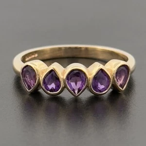 9ct Yellow Gold 1ct Amethyst Eternity Ring Size L 1/2 Hallmarked - Picture 1 of 7