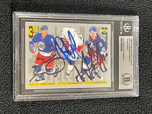 1996-97 Collectors Choice 3 Star Slection Jets Card #327 Signed By 3 Beckett - Picture 1 of 2