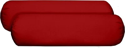 Set of 2 Outdoor Decorative Neckroll Bolster Pillows, Red Solid - Image 1 of 4