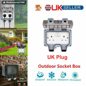 Waterproof Outside Double Pole Switched Socket Box Electrical External Safe Plug