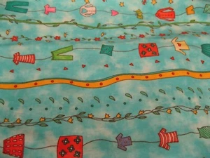 CLOTHES ON A LINE LIGHT BLUE WHIMISICAL LOOK FABRIC 2004 BLANK TEXTILES 30 x 40 - Picture 1 of 2