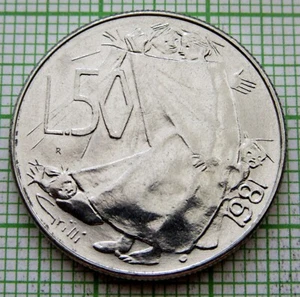 SAN MARINO 1981 50 LIRE, Standing Figure & Playing Kids, UNC km# 121 - Picture 1 of 6