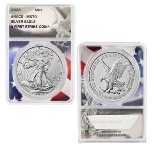 2023 SILVER EAGLE  ANACS MS70 FIRST STRIKE  ~~ RARE FLAG CORE HOLDER - Picture 1 of 1