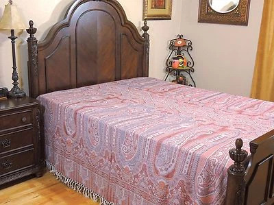 可爱 Shabnam 珊瑚佩斯利羊毛床罩双面巨大毯子大号 — 第 1/4 张图片