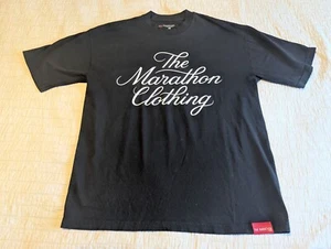 The Marathon Clothing Men’s Stacked Script Black T-Shirt Size Large - MADE IN US - Picture 1 of 7