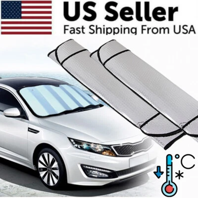 2x Foldable Car Windshield Front Window Sun Shade Cover Visor UV Block Protector - Image 1 of 4
