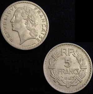 *GUTSE* FRANCIA, GOBIERNO PROVISIONAL, 5 FRANCS 1947, EBC - Imagen 1 de 1