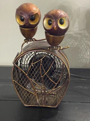 Deco Breeze Bronze Black Metal 2 Owls Electric Circulating Fan Heater 12" - Image 1 of 4