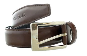 Pierre Cardin Shiny Brown Classic Silver D-Ring Adjustable Belt Adjustable Mens - Picture 1 of 4