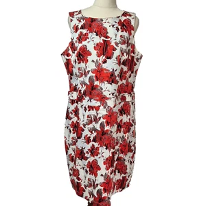 Vintage Miss Me Dress Womens Size 16 Red White Floral Stretch AUS Made - Picture 1 of 8