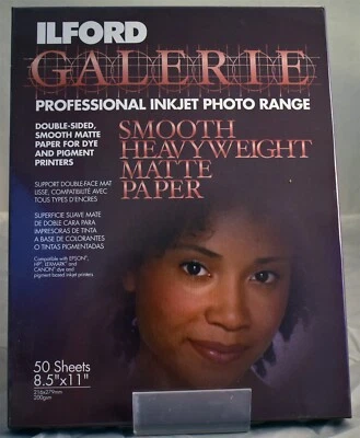 Ilford Galerie Smooth Heavyweight Matte Paper 8.5 X 11 Inch 50 Sheets - Image 1 of 2
