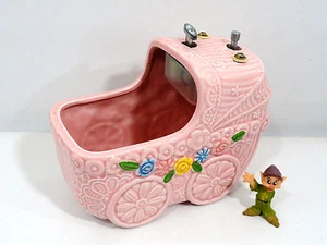 Vintage 60s Napcoware Music Box Rock A Bye Baby Pink Carriage Japan - Picture 1 of 10