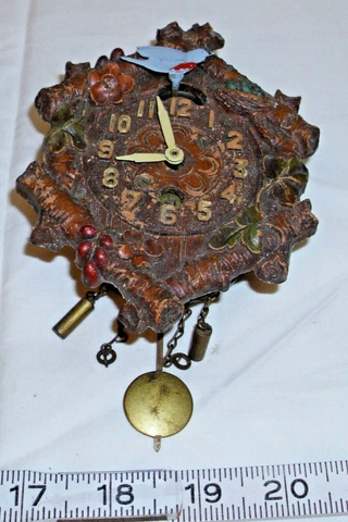 LUX MINIATURE CUCKOO STYLE WALL CLOCK 1930s IN BLACK FOREST STYLE Cover