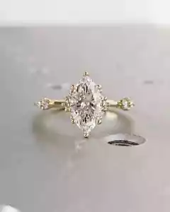 3Ct Marquise-Cut Moissanite Solitaire Anniversary Ring 14k Yellow Gold Plated - Picture 1 of 8