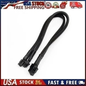 Dual 6 Pin Male to 8 Pin Male GPU Power Adapter Cable Braided Sleeved 16 Inch - Picture 1 of 13