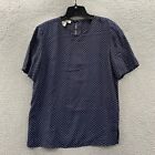 Brooks Brothers Blouse Womens Small Top Polka Dot Short Sleeve Blue Padded