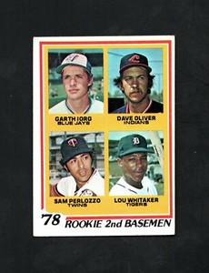 1978 Topps Rookie 2nd Baseman #704 -- Lou Whitaker RC 