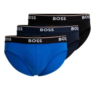BOSS Slip In Stretch Cotton Pack Of Three Briefs 50514920 Color Blue - Image 1 of 3