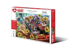 Sunflower Kittens Cat Jigsaw Puzzle 1000 pc NIB Made in America Hart - Picture 1 of 2