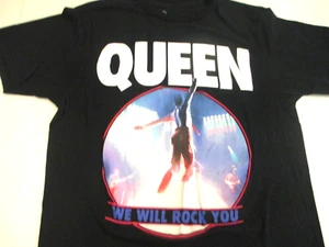 Queen Womens Tee Shirt Black Size Small Cotton We Will Rock You Freddie Mercury - Picture 1 of 7