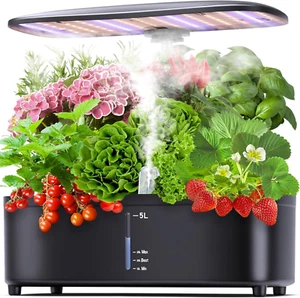 15 Pods Hydroponic Growing System Herb Garden Kit Indoor 5L Tank with Grow Light - Picture 1 of 12