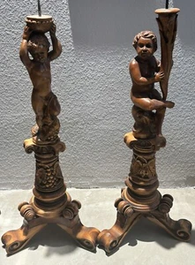 Kerzenständer Set 74,5cm hoch Buben Holz geschnitzt - Bild 1 von 6