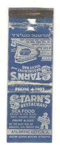 STARN'S RESTAURANTE ATLANTIC CITY CAMISETA NUEVA Cubierta Matchbook Vintage DA3-4 - Imagen 1 de 2
