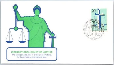 UN UNITED NATIONS CACHETED FIRST DAY COVER INTERNATIONAL COURT OF JUSTICE #1 - Image 1 of 2