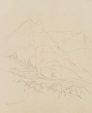 E. BRETENIÈRES (*1804), Vallée de Loéche, Schweiz,  1838, Bleistift Romantik
