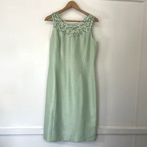 Vestido de Ocasión Jacques Vert Verde Imitación Seda Cruda Floral Adornado - Talla UK 10 - Imagen 1 de 10