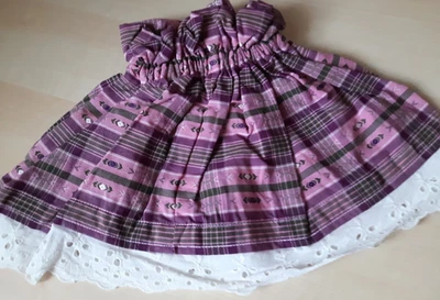 Puppenrock , Teddyrock Handarbeit Puppe Puppenkleidung ROSA - WEISS 20 cm Länge - Bild 1 von 4