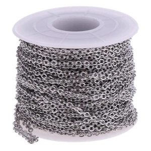 1 Roll Flat Round Stainless Steel Cable Chain DIY Craft Findings Supplies - Picture 1 of 4