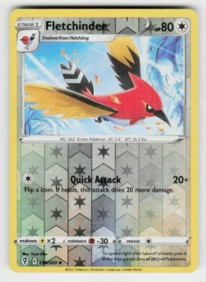 SWSH07: Evolving Skies #139/203 Fletchinder Reverse Holo - Image 1 of 2