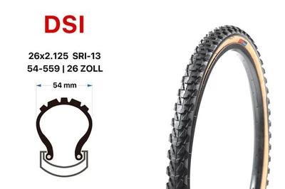26 Zoll DSI Fahrrad Reifen 54-559 Trekking Bike MTB 26x2.125 schwarz braun Retro - Bild 1 von 4