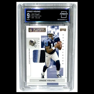 Vince Young /10 MEM/Patch Game Worn MINT 9 #97 2007 Playoff NFL Playoff Titans - Picture 1 of 3