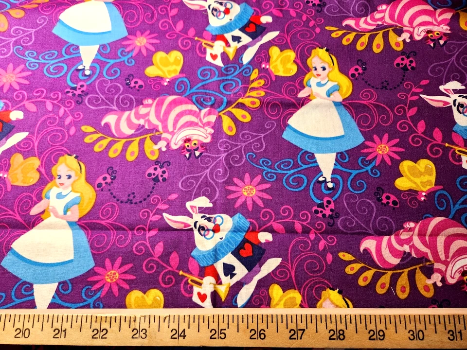 Disney Alice in Wonderland Cheshire Cat Cotton Sewing Fabric 31 Inches NEW - Image 1 of 1